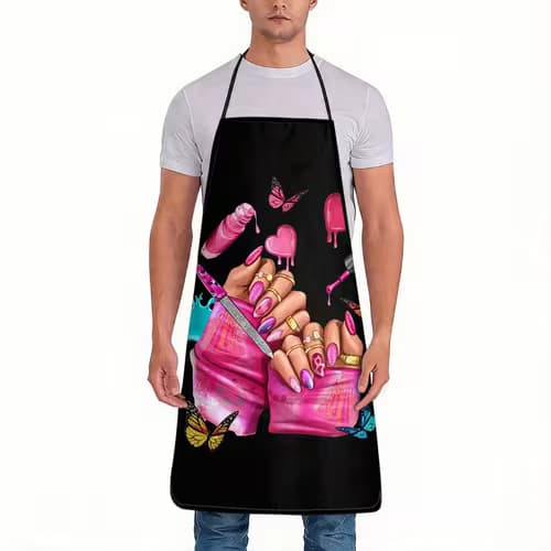 Trendy Nail Art Theme Apron for Creative Cooking